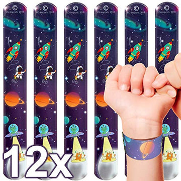 LG-Imports 12x Klatscharmband Weltraum Astronaut | Schnapparmband | Armband Mitgebsel Weltraumparty Kindergeburtstag
